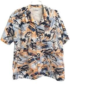 Columbia Mens Size XL Printed Fishing Button Down Shirt Ventilated Lightweight